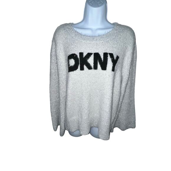 NWT DKNY Gray & Black Fuzzy Sweater – Size XL - Picture 1 of 6